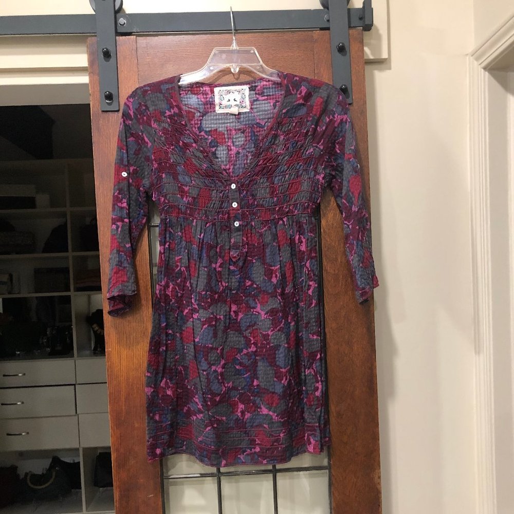 Chelsea and Violet Purple and Gray Print Dress